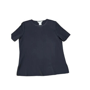 Exclusively Misook Women's Black Short Sleeve Round Neck Pullover T-Shirt Size M